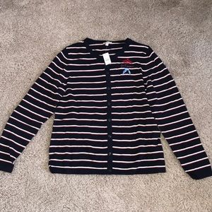 NWT Talbots Petite Navy Red & White Sweater Size M